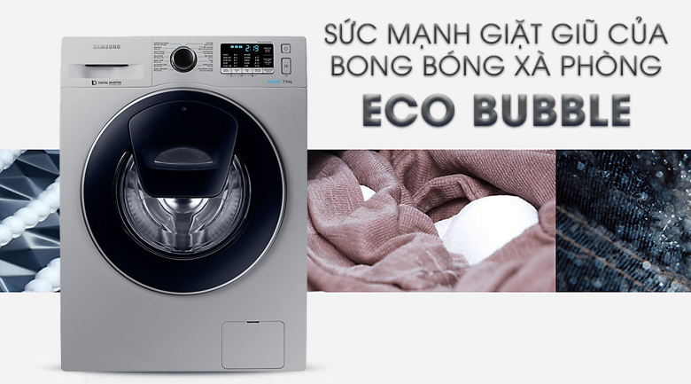 Eco Bubble - Máy giặt Samsung Inverter 7.5 kg WW75K5210US/SV