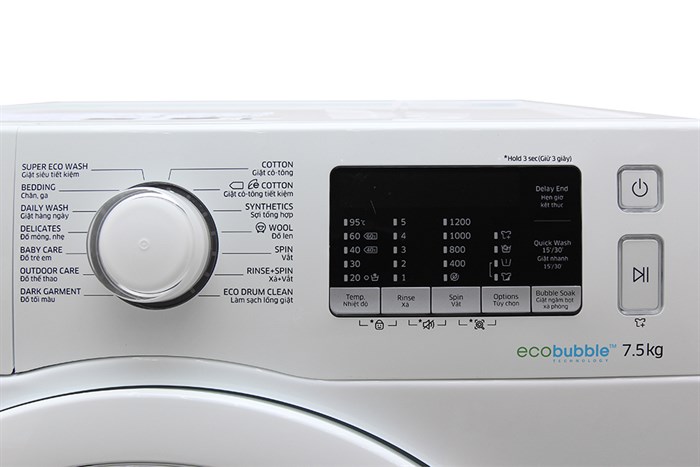 Máy giặt Samsung AddWash Inverter 7.5 kg WW75K5210YW/SV Màu Trắng