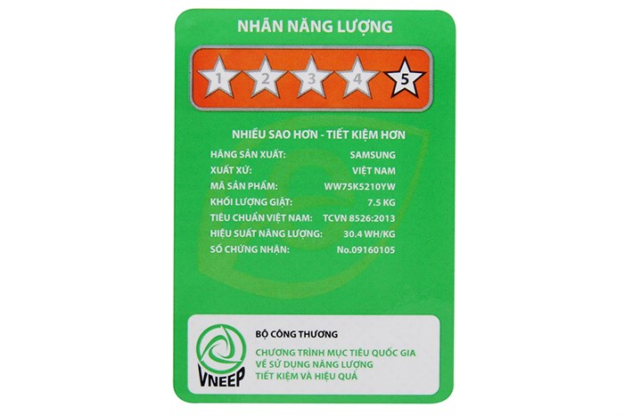 Máy giặt Samsung AddWash Inverter 7.5 kg WW75K5210YW/SV Màu Trắng