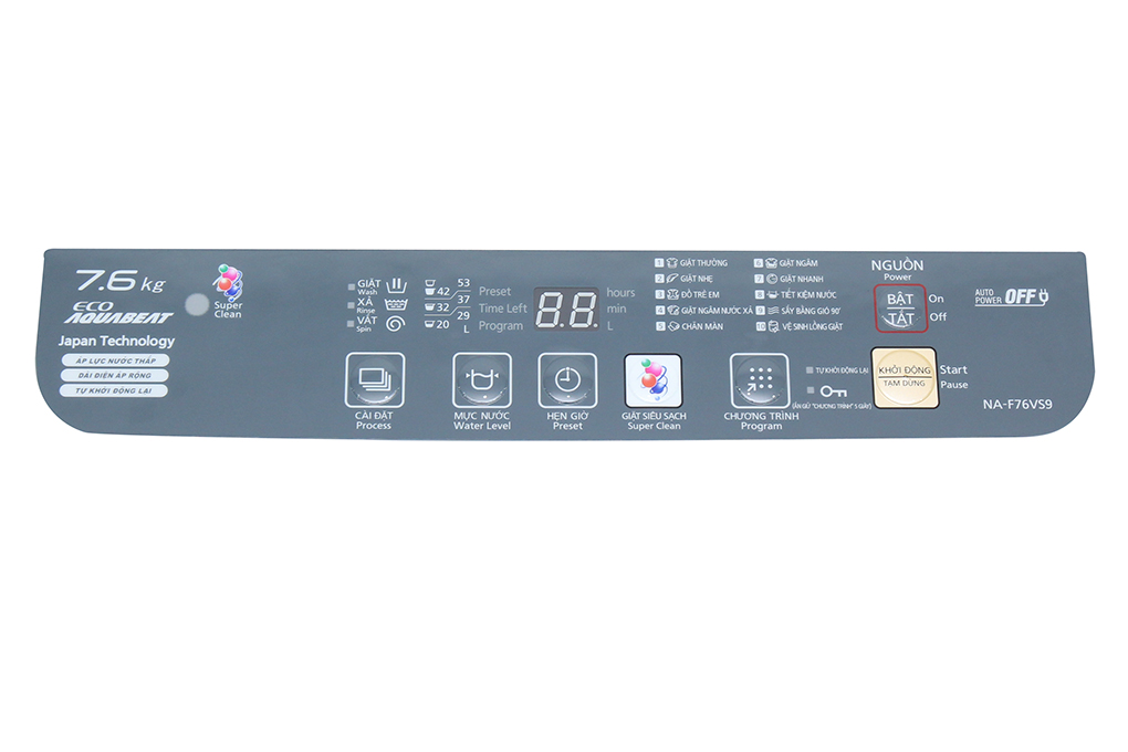 Máy giặt Panasonic 7.6 kg NA-F76VS9GRV Màu Xám