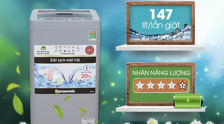 Nhãn năng lượng 5 sao tiết kiệm điện - Máy giặt Panasonic 7 kg NA-F70VS9GRV