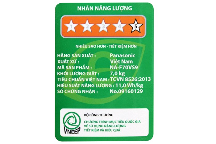 Máy giặt Panasonic 7 kg NA-F70VS9GRV Màu Xám