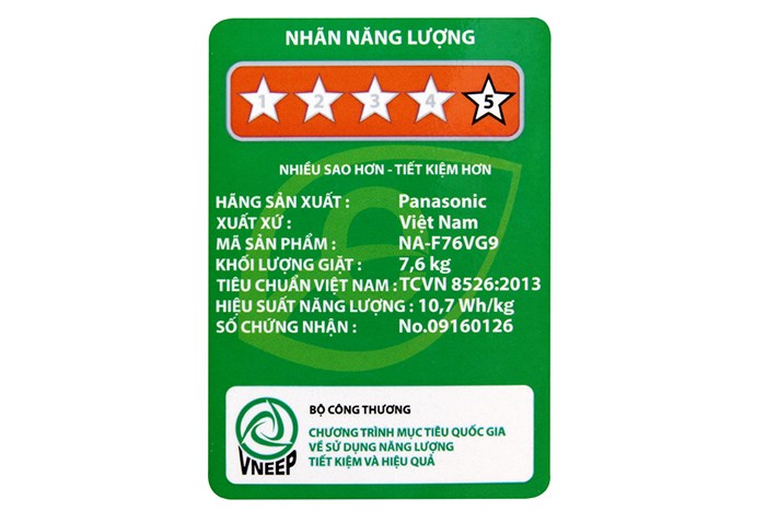 Máy giặt Panasonic 7.6 kg NA-F76VG9HRV Màu Bạc