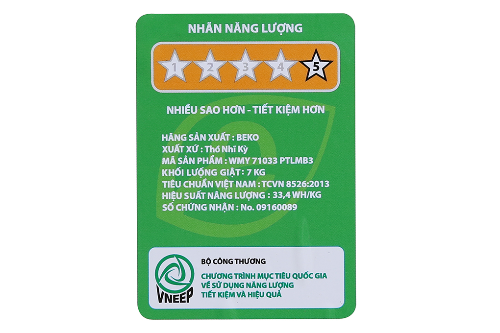 Máy giặt Beko 7 kg WMY 71033 PTLMB3 Màu Trắng