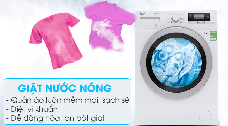 Chế độ giặt nước nóng - Máy giặt Beko inverter 8 kg WTV 8634 XS0
