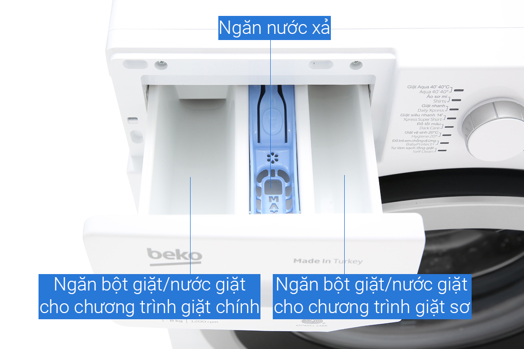 Máy giặt Beko Inverter 8 kg WTV 8634 XS0 Màu Trắng