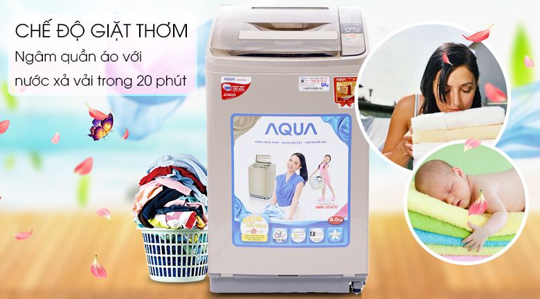 Giặt thơm - Máy giặt AQUA 8 kg AQW-U800AT N