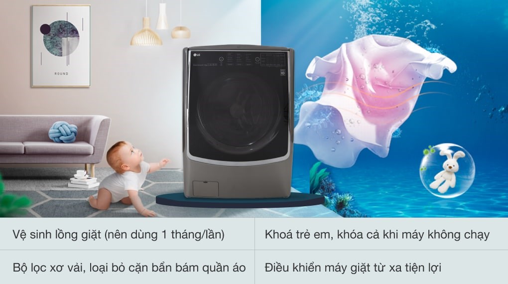 Máy giặt sấy LG Inverter giặt 21 kg - sấy 12 kg F2721HTTV