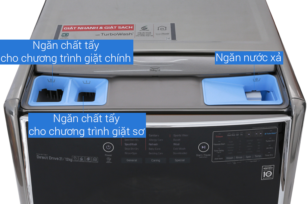 Máy giặt sấy LG Inverter giặt 21 kg - sấy 12 kg F2721HTTV Màu Đen - Xám