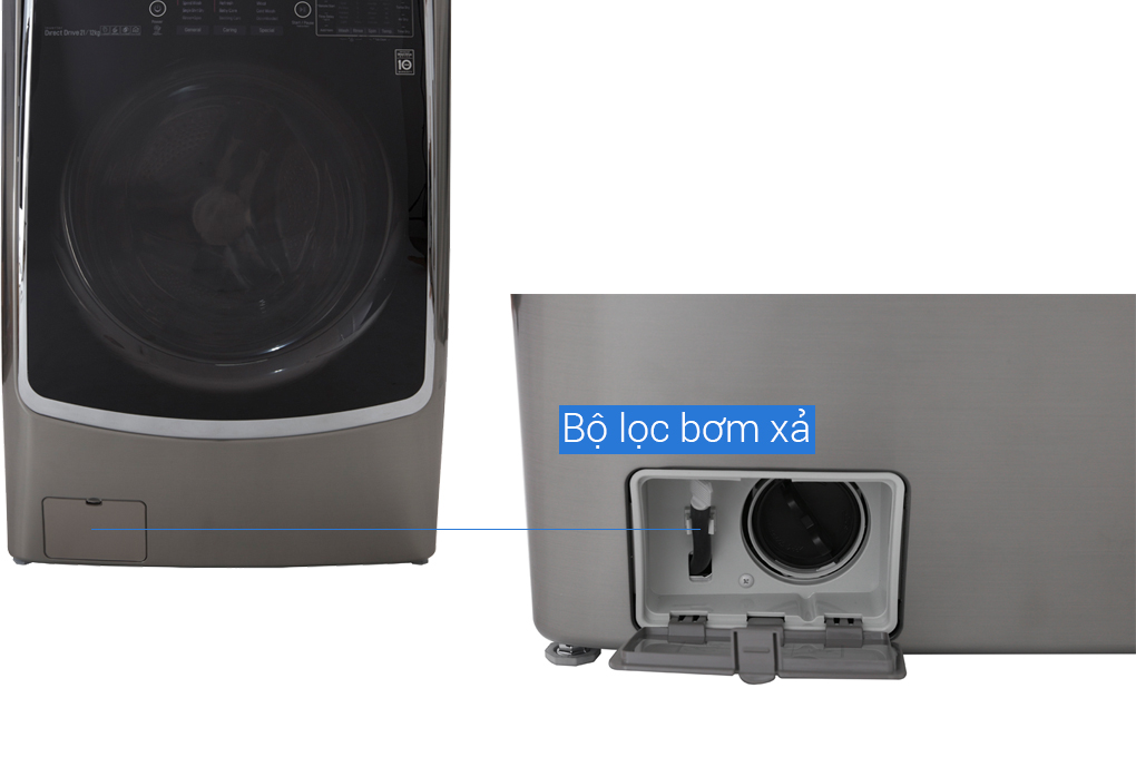 Máy giặt sấy LG Inverter giặt 21 kg - sấy 12 kg F2721HTTV Màu Đen - Xám