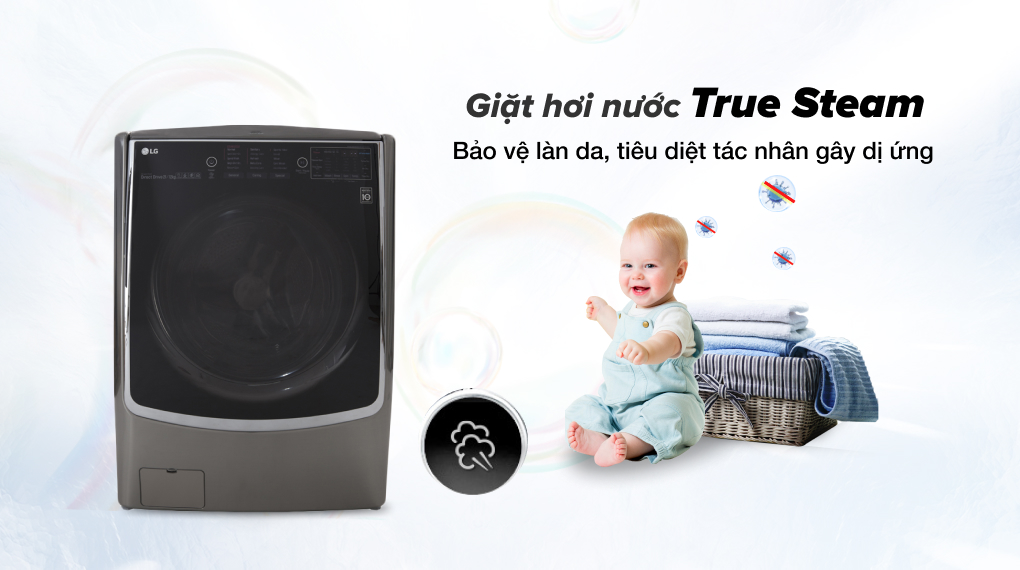 Máy giặt sấy LG Inverter 21 kg F2721HTTV - Giặt hơi nước True Steam