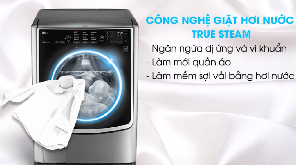 Máy giặt LG Twinwash Inverter F2721HTTV & T2735NWLV - Kháng khuẩn cho quần áo nhờ chế độ giặt hơi nước