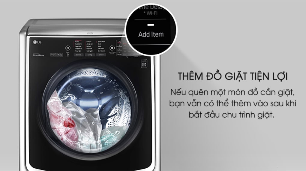 Máy giặt LG Twinwash Inverter F2721HTTV & T2735NWLV - Thêm đồ giặt