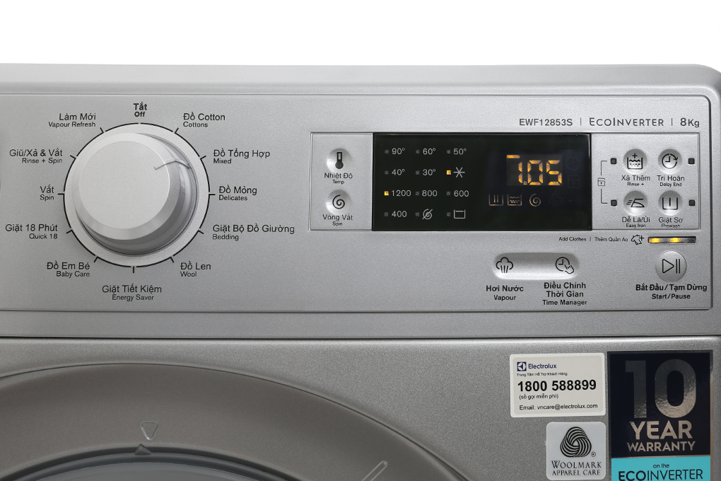Máy giặt Electrolux Inverter 8 kg EWF12853S Màu Xám
