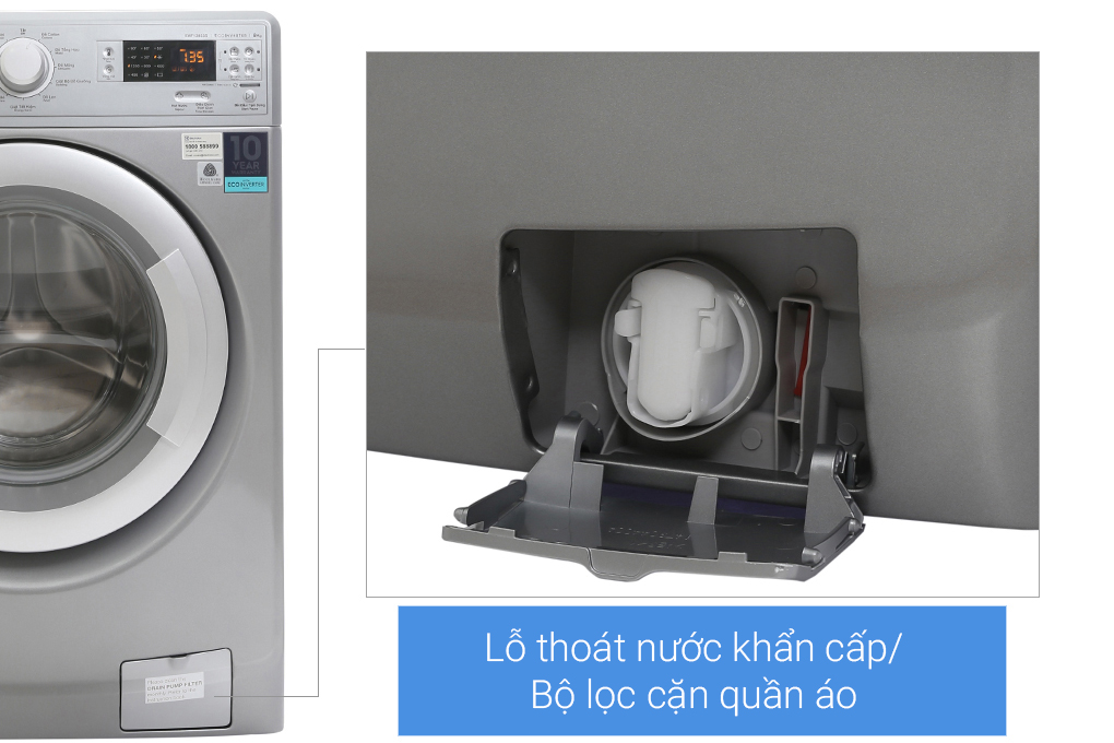 Máy giặt Electrolux Inverter 8 kg EWF12853S Màu Xám