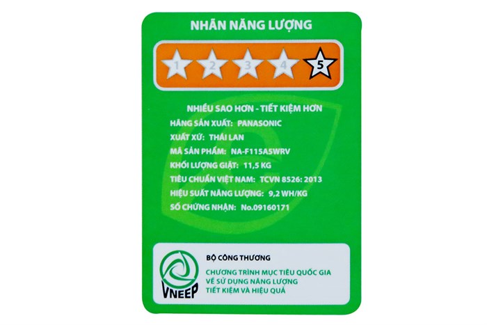 Máy giặt Panasonic 11.5 kg NA-F115A5WRV Màu Trắng