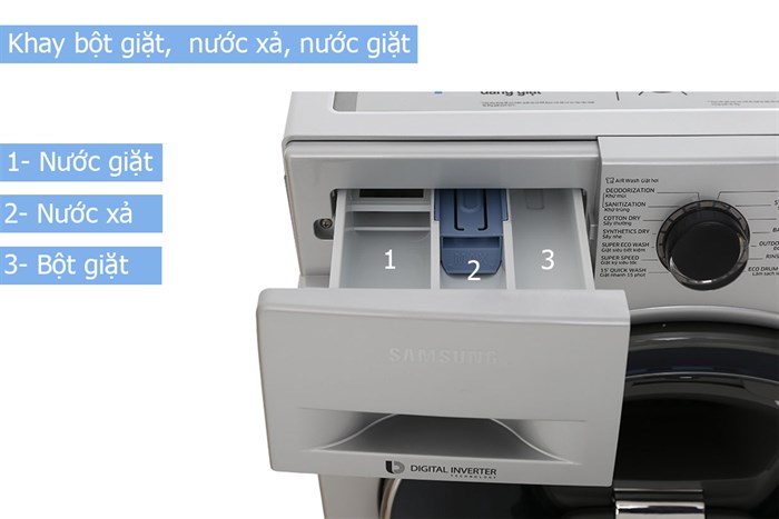 Máy giặt sấy Samsung Inverter 10.5 kg WD10K6410OS/SV Màu Xám