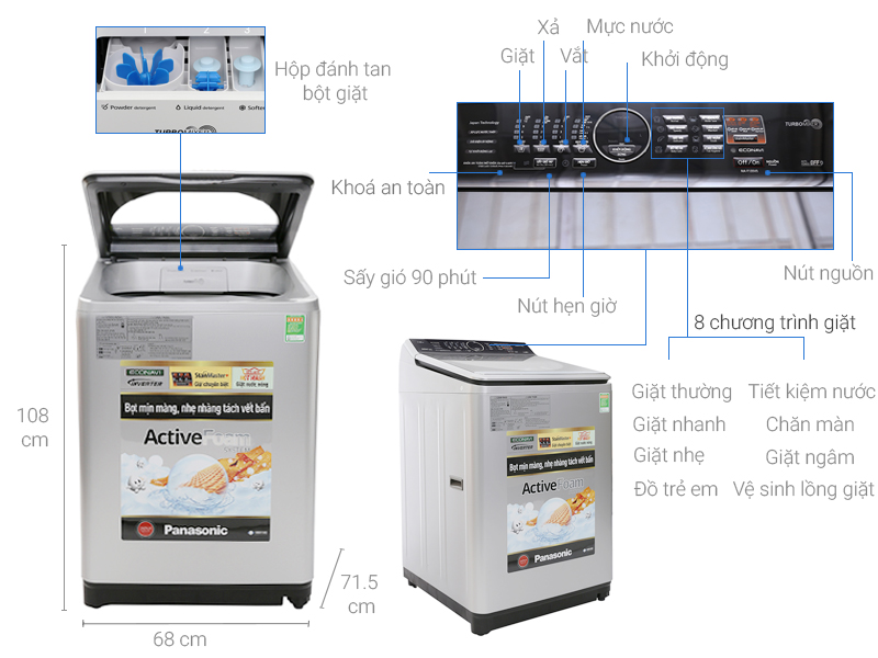 Máy giặt Panasonic 13.5 kg NA-F135V5SRV