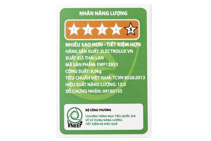 Máy giặt Electrolux Inverter 9 kg EWF12933 Màu Trắng