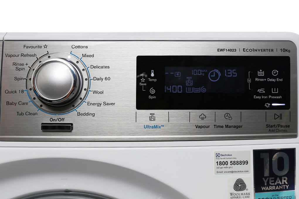 Máy giặt Electrolux Inverter 10 kg EWF14023 Màu Trắng