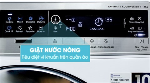 Chế độ giặt nước nóng - Máy giặt Electrolux 11 kg EWF14113