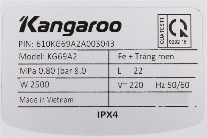 Máy nước nóng Kangaroo 22 lít KG69A2 Màu Trắng