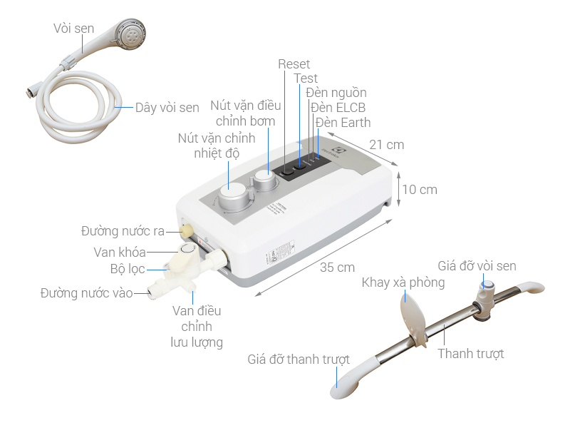 ThÃ´ng sá» ká»¹ thuáº­t MaÌy nÆ°Æ¡Ìc noÌng Electrolux EWE351HB-DWS2 3500W