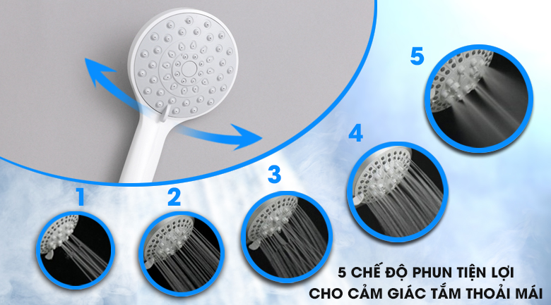 Vòi sen 5 chế độ phun - Máy nước nóng Beko BWI45S1N-213 Vòi sen 5 chế độ phun - Máy nước nóng Beko BWI45S1N-213