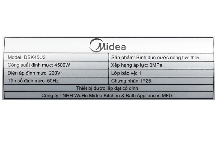Máy nước nóng Midea DSK45U3 4500W