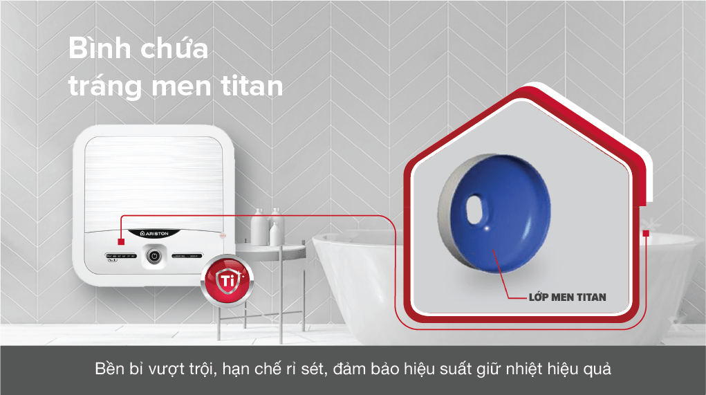 Máy nước nóng gián tiếp Ariston 15 lít 2500W AN2 15 LUX 2.5 FE - Bình tráng men Titan