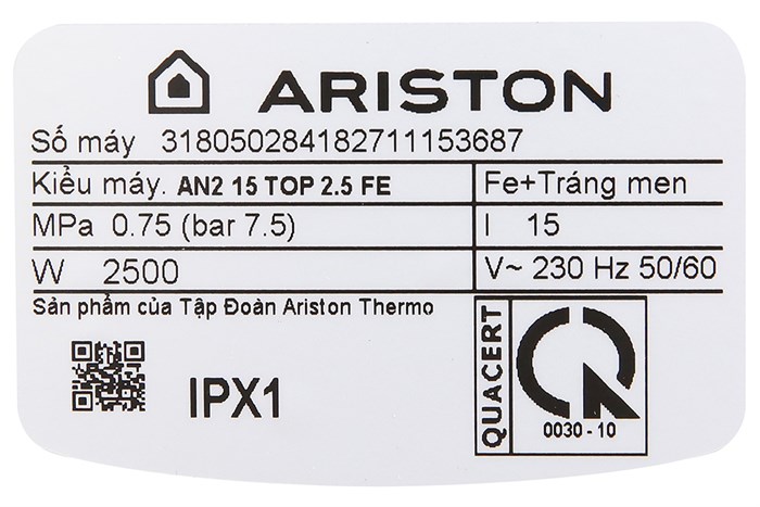 Máy nước nóng Ariston 15 lít AN2 15 TOP 2.5 FE