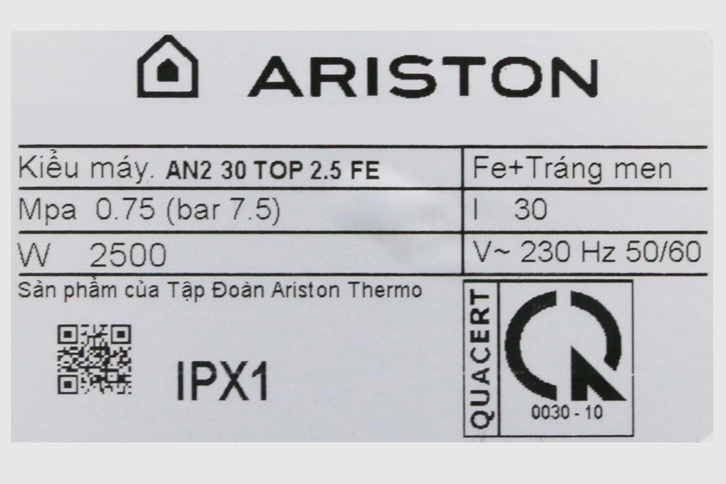 Bình nóng lạnh Ariston 30 lít AN2 30 TOP 2.5 FE 2500W - 20