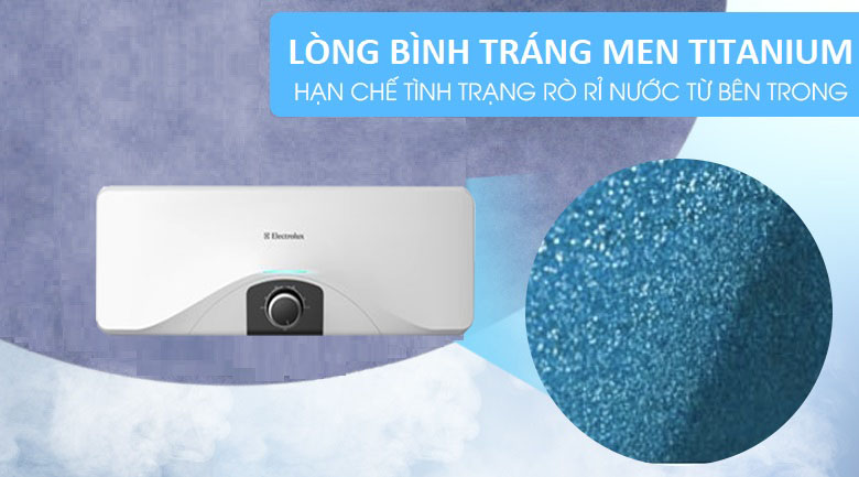 Lòng bình tráng Titanium - Bình nóng lạnh Electrolux EWS202DX-DWM 20 lít