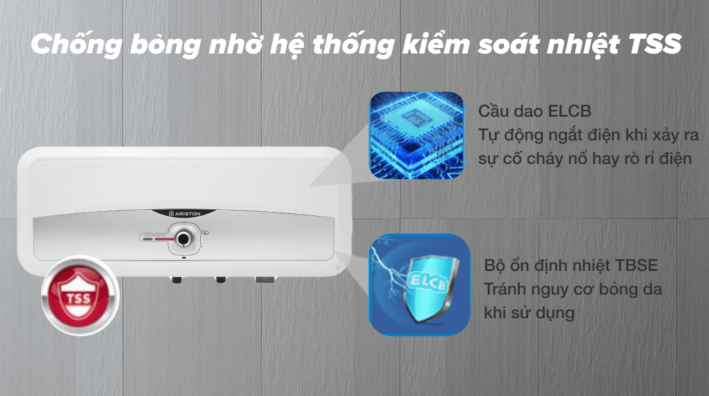 Máy nước nóng gián tiếp Ariston 20 lít 2500W SL2 20 RS 2.5 FE - Hệ thống kiểm soát TSS