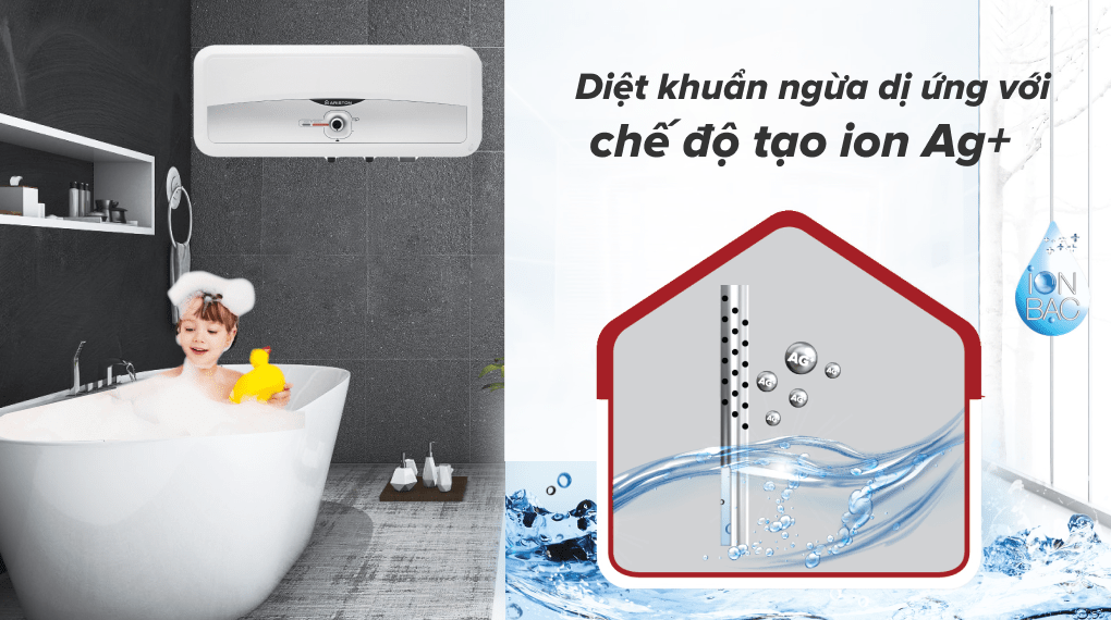 Bình nóng lạnh gián tiếp Ariston 20 lít 2500W SL2 20 RS 2.5 FE - Hệ thống ion bạc