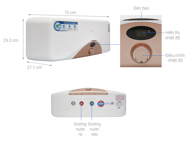 Thông số kỹ thuật Máy nước nóng Midea D20-25HA
