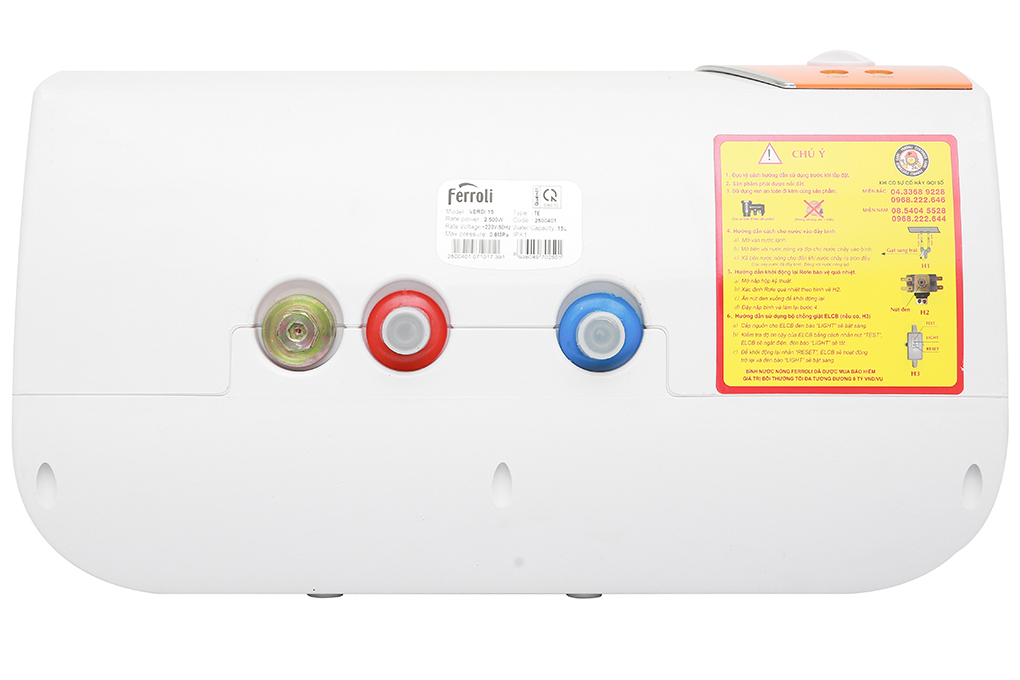 Máy nước nóng gián tiếp Ferroli 15 lít 2500W Verdi TE Màu Trắng