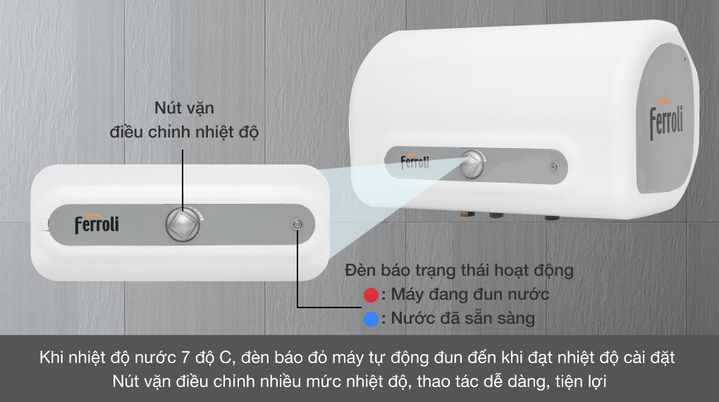 Máy nước nóng gián tiếp Ferroli 15 lít 2500W QQ Evo ME