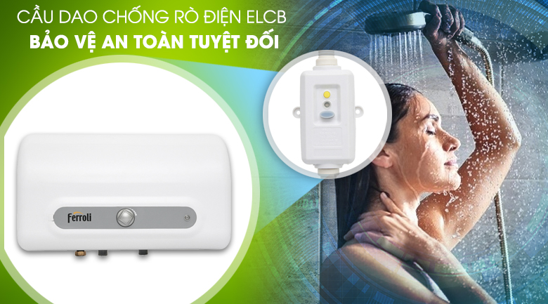 Cầu dao chống rò điện ELCB - Máy nước nóng Ferroli QQ Evo 15L ME 15 lít