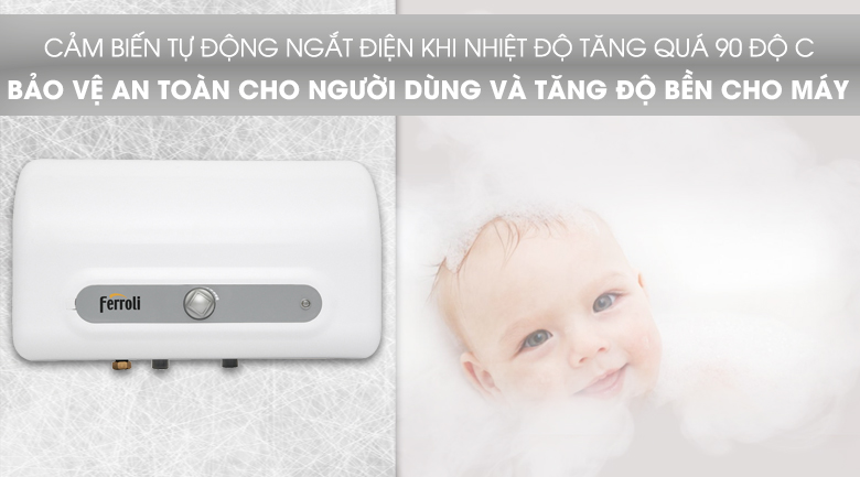  Hệ thống chống giật, chống bỏng TSS - Bình nóng lạnh Ferroli QQ Evo 15L ME 15 lít