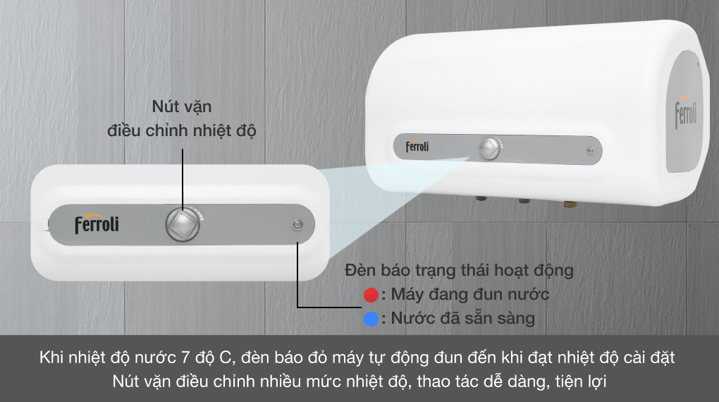 Máy nước nóng gián tiếp Ferroli 30 lít 2500W QQ Evo ME