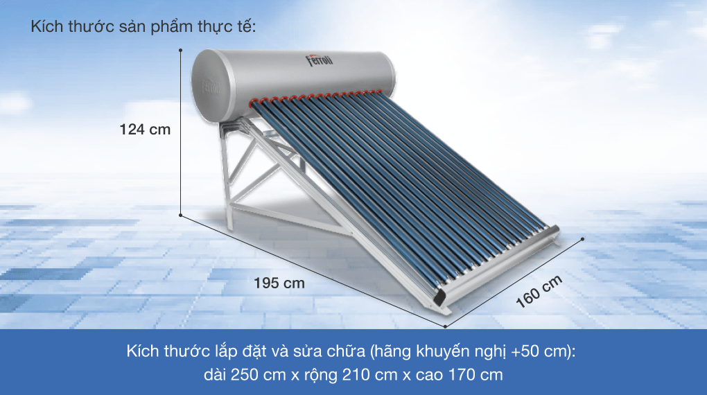 Máy nước nóng năng lượng mặt trời Ferroli Ecosun 16OCK 200 lít