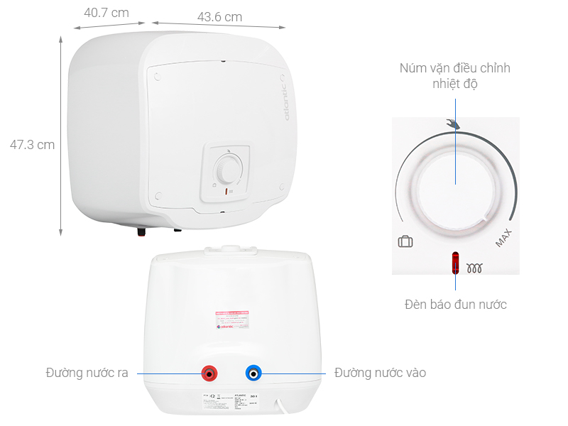 Thông số kỹ thuật Bình nước nóng Atlantic SWH 30 M-2 Ondeo Access