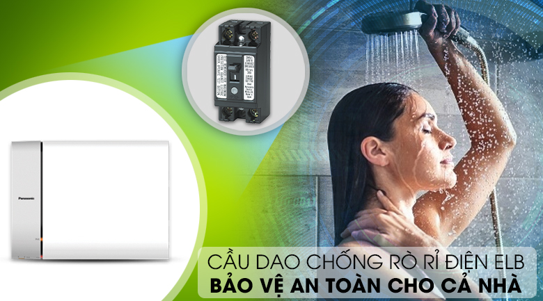 Cầu dao chống rò điện ELB - Bình nước nóng Panasonic DH-15HAM 15 Lít