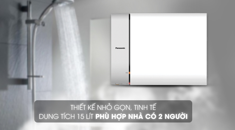 Bình nóng lạnh có thiết kế nhỏ gọn, tiện dụng - Bình nước nóng Panasonic DH-15HAM 15 Lít