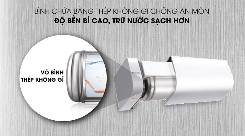 Bình chứa nước bằng thép không gỉ chống ăn mòn - Bình nước nóng Panasonic DH-15HAM 15 Lít