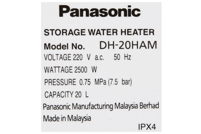 Bình nước nóng Panasonic DH-20HAM 20 Lít Màu Trắng
