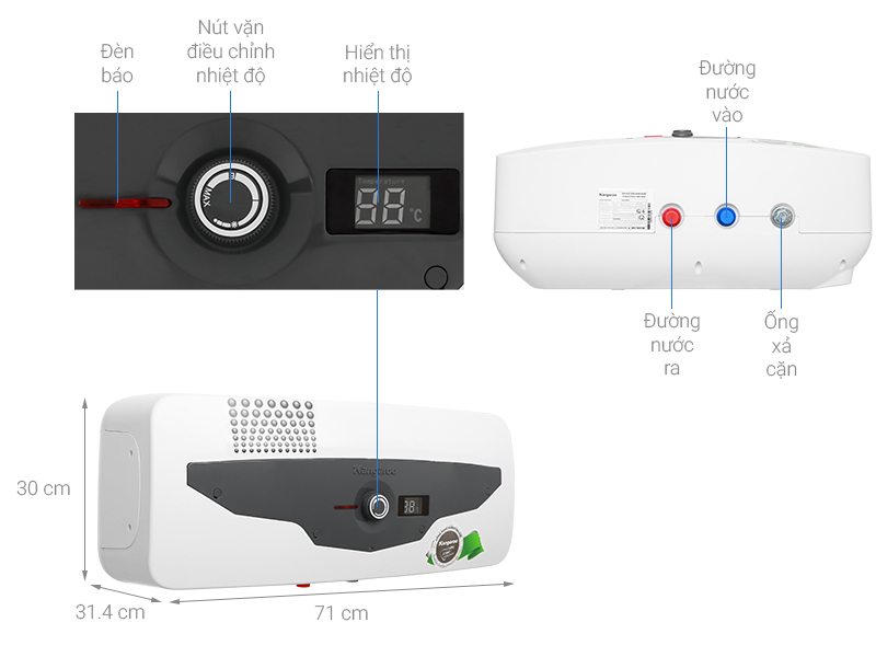 Máy nước nóng gián tiếp Kangaroo 22 lít 2500W KG 70A2