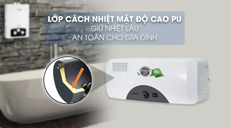 Lớp cách nhiệt mật độ cao PU - Máy nước nóng Kangaroo 30 lít KG 72A3