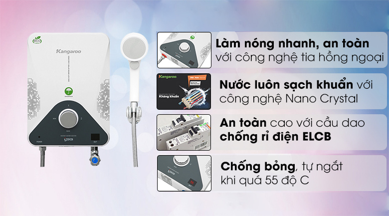 Máy nước nóng hồng ngoại Kangaroo KG588W 4000W